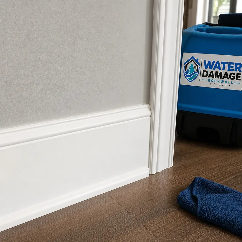 Clean baseboards and door trim with crisp edges and no standing moisture or drips